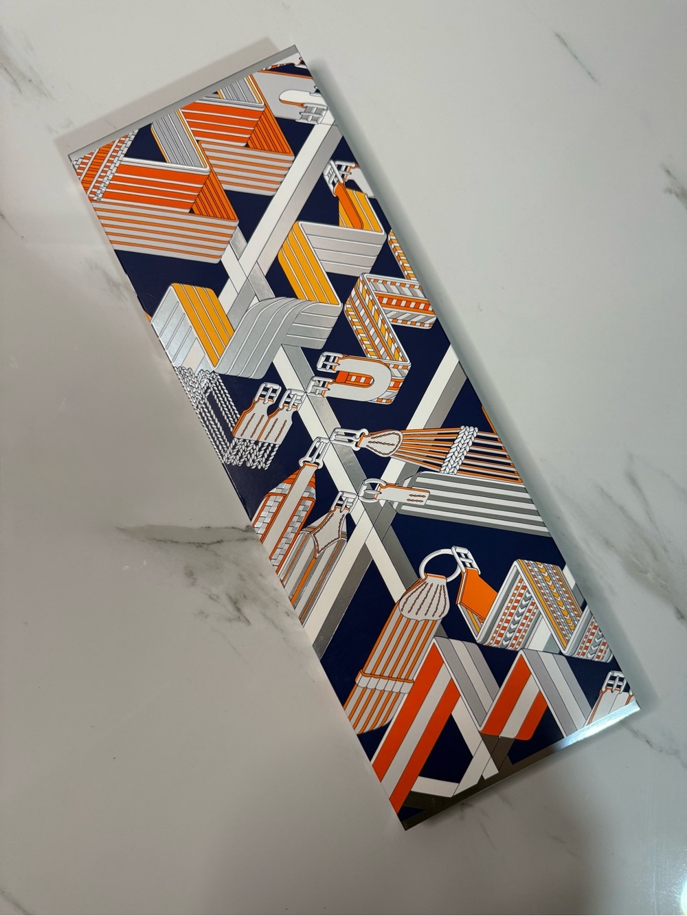 Hermes Silk Patterned Men's Tie in Yellow and Beige - Picture 8 of 9